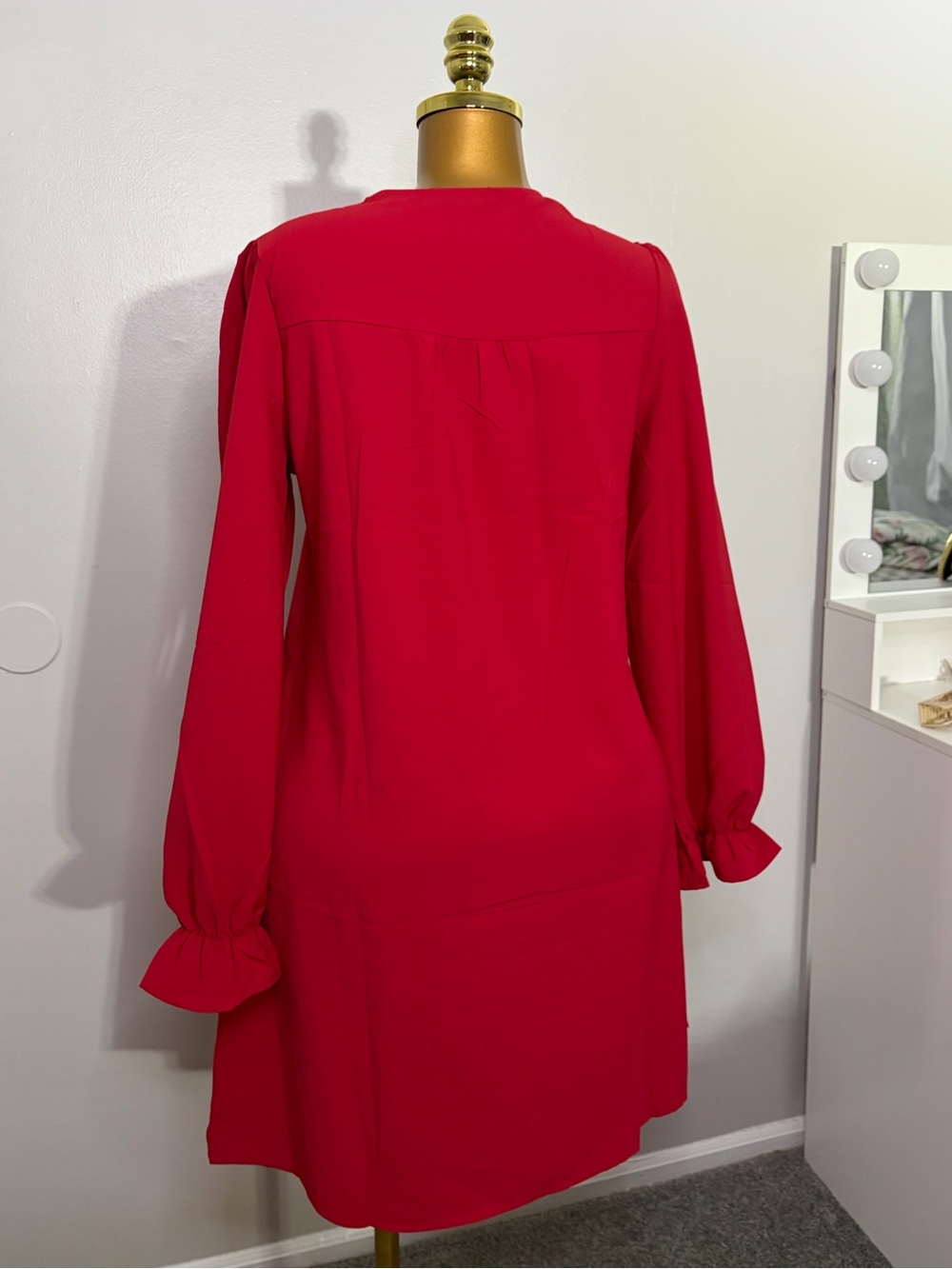 Women’s Red Long Sleeve Shift Dress